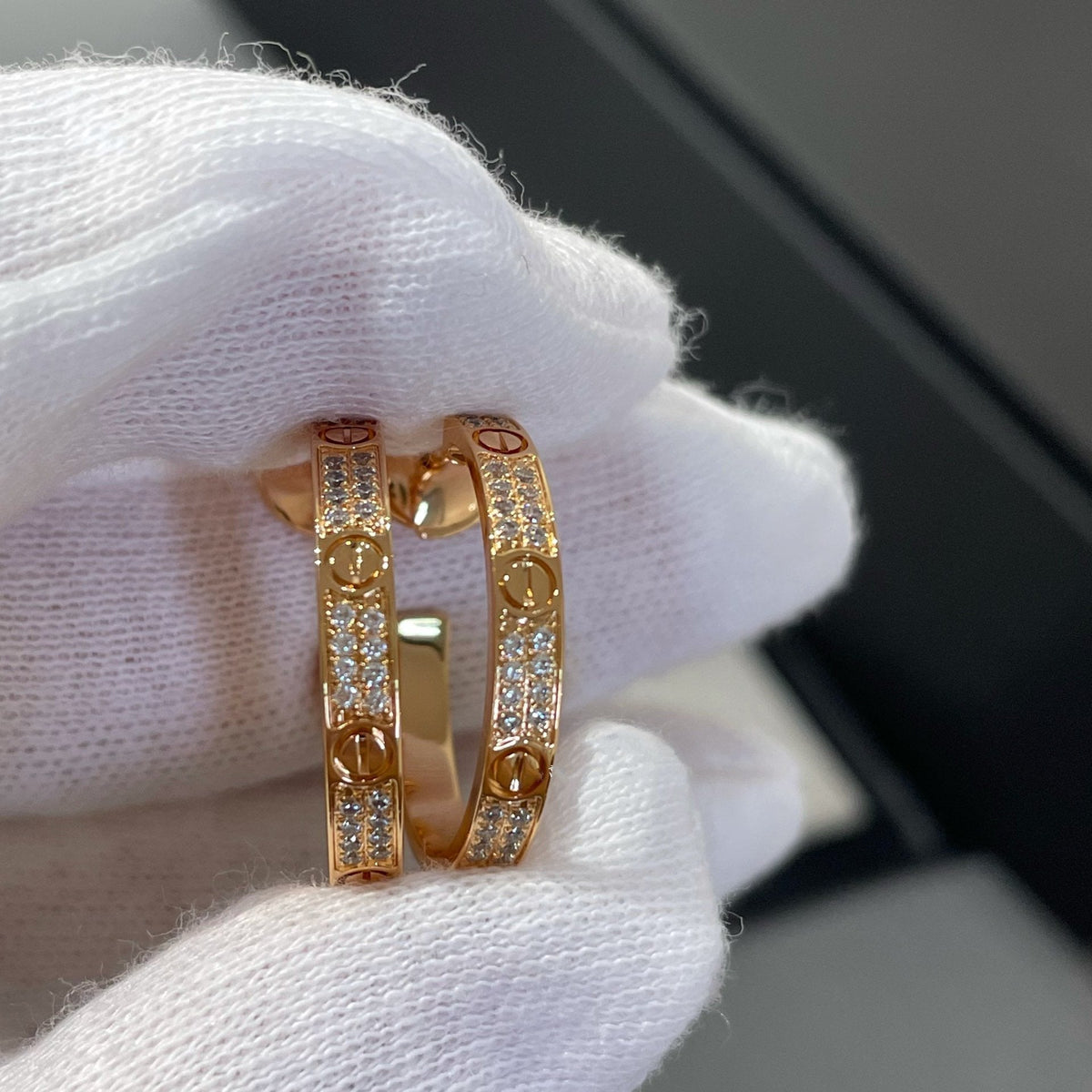 Miro LOVE DIAMOND ピンクゴールド フープピアス