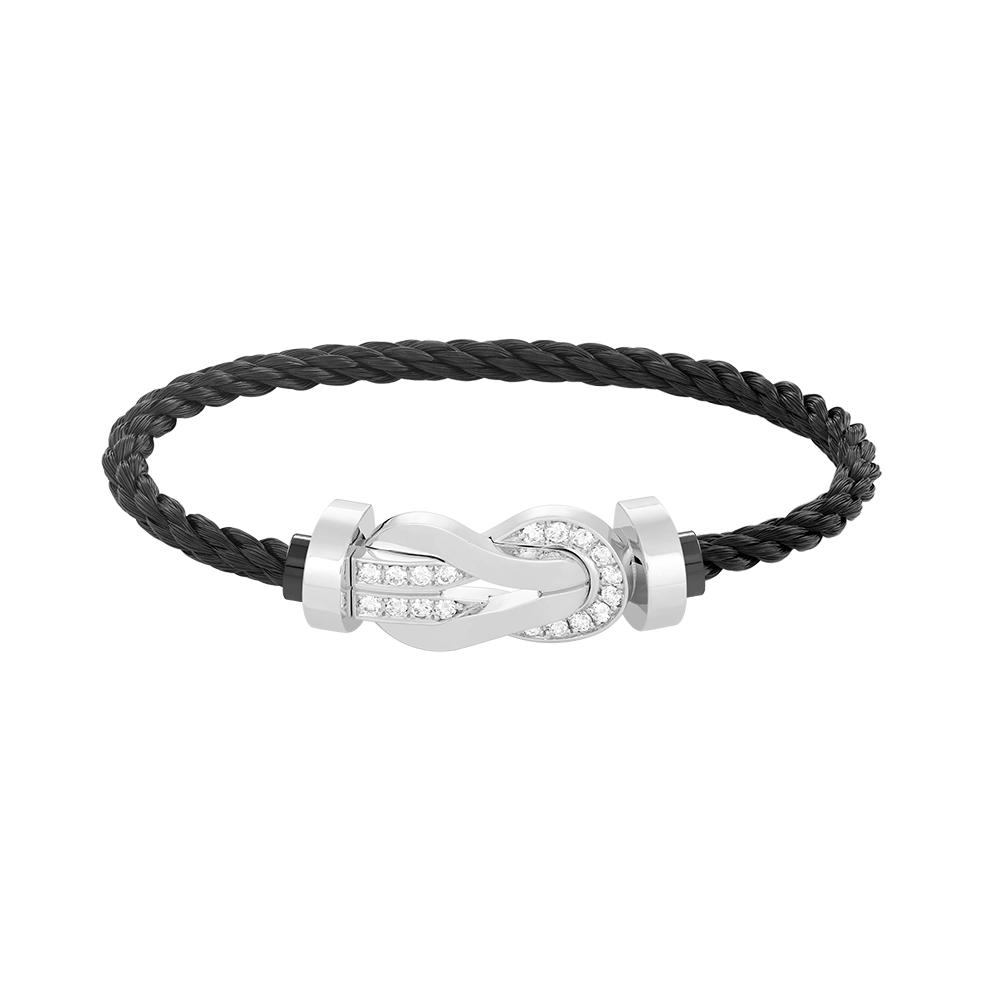 Miro CHANCE LARGE 8 FIGURE BUCKLE HALF DIAMOND BRACELET SILVER
