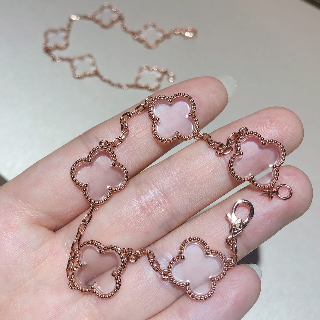 [Miro ]New CLOVER 5 MOTIF ROCK CRYSTAL BRACELET