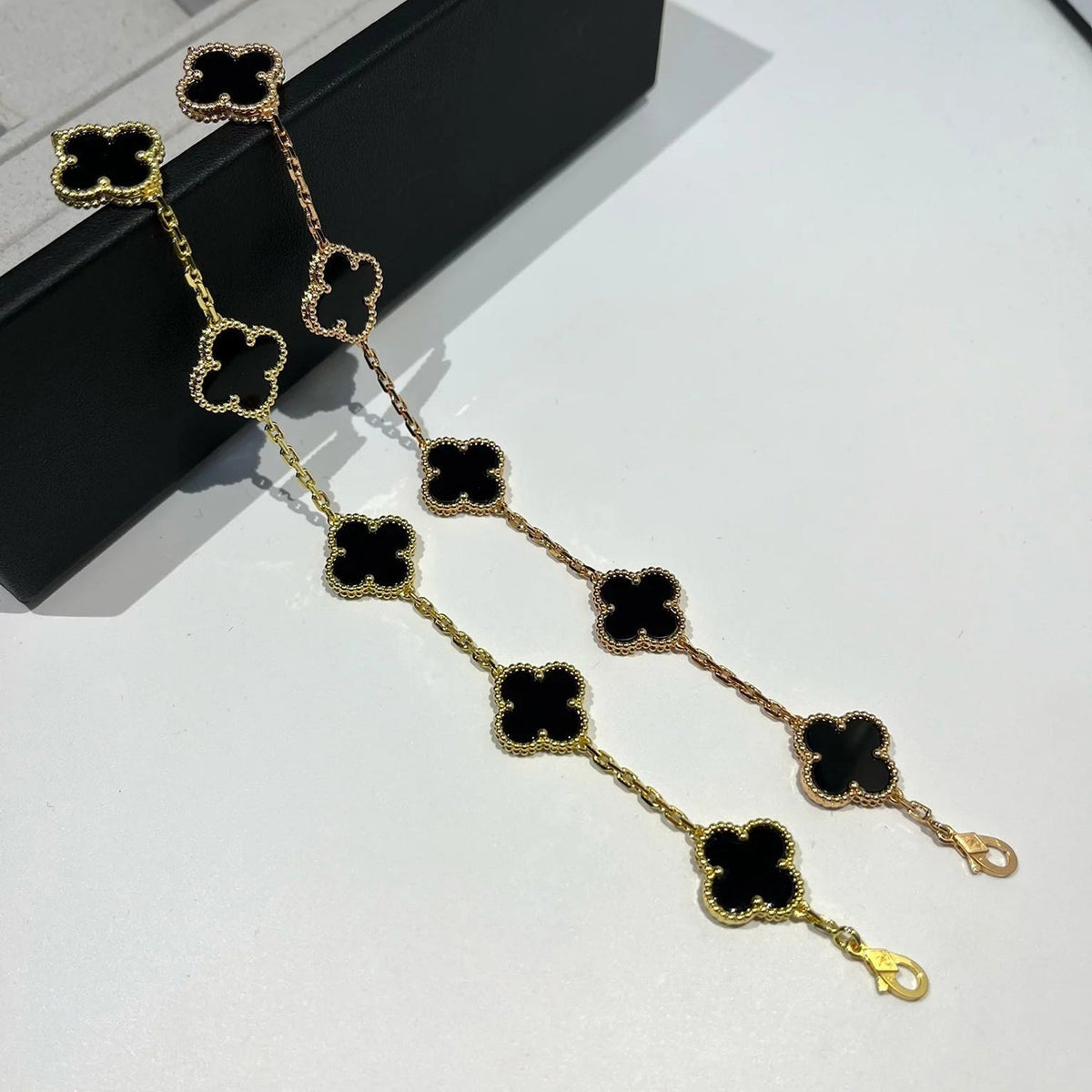 [Miro ]新作 クローバー 5 モチーフ オニキス ブレスレット コレクション
