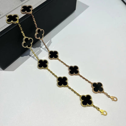 [Miro ]新作 クローバー 5 モチーフ オニキス ブレスレット コレクション