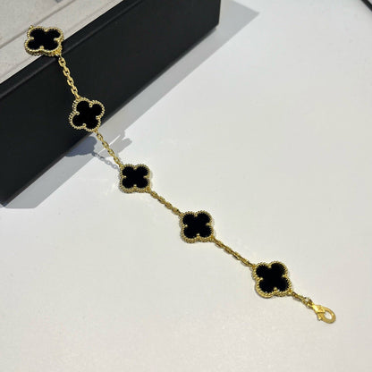 [Miro ]新作 クローバー 5 モチーフ オニキス ブレスレット コレクション
