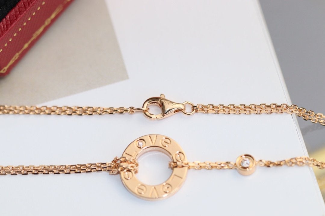Miro LOVE NECKLACE ADJUSTABLE ROSE GOLD 2 DIAMOND
