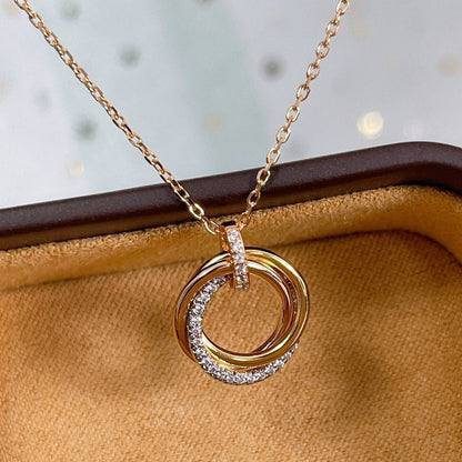 Miro TRINITY NECKLACE SILVER GOLD PINK GOLD DIAMONDS