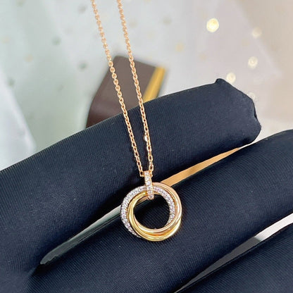 Miro TRINITY NECKLACE SILVER GOLD PINK GOLD DIAMONDS