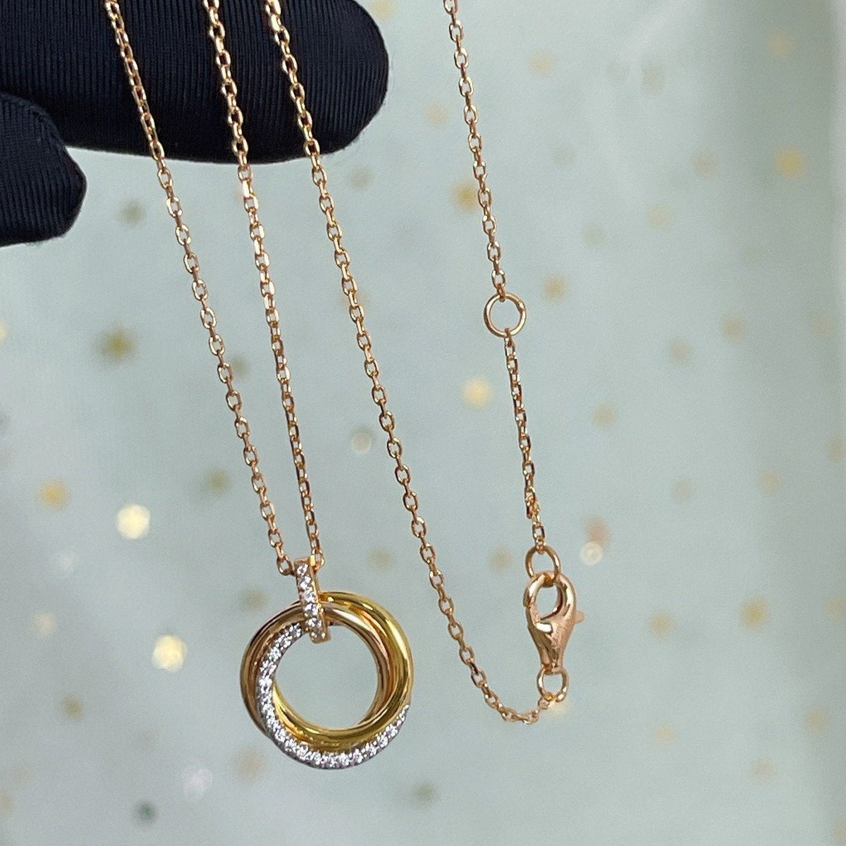 Miro TRINITY NECKLACE SILVER GOLD PINK GOLD DIAMONDS