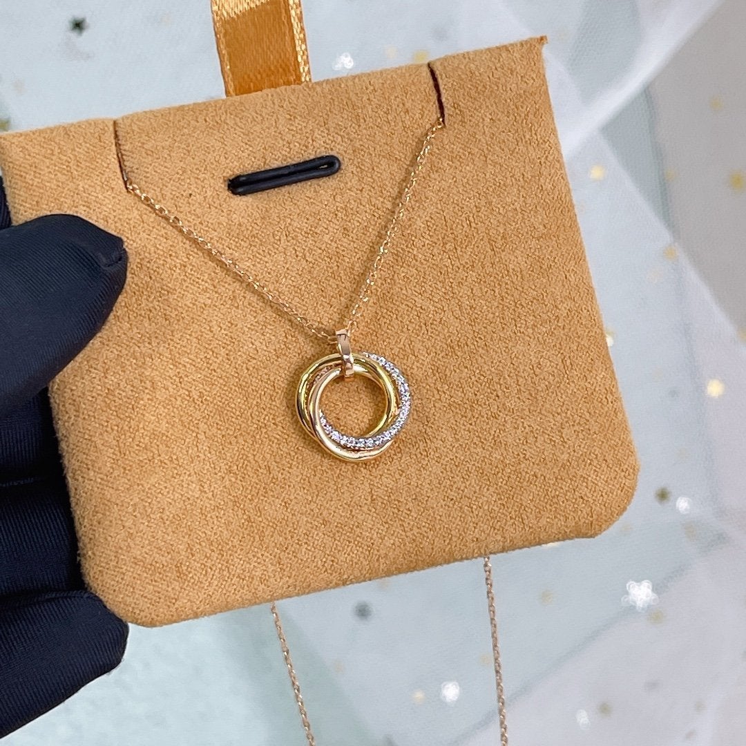 Miro TRINITY NECKLACE SILVER GOLD PINK GOLD DIAMONDS