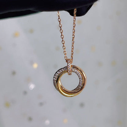 Miro TRINITY NECKLACE SILVER GOLD PINK GOLD DIAMONDS
