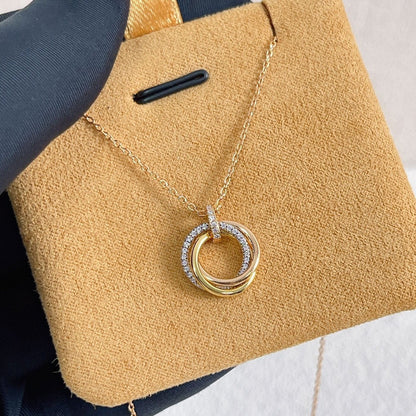 Miro TRINITY NECKLACE SILVER GOLD PINK GOLD DIAMONDS