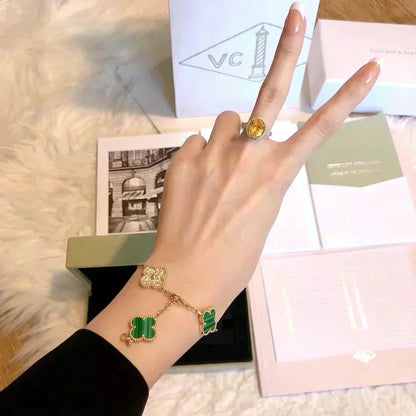 [Miro ]New  CLOVER 5 MOTIF MALACHITE BRACELET COLLECTION