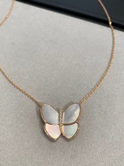 Miro BUTTERFLY GOLD MOP DIAMOND NECKLACE
