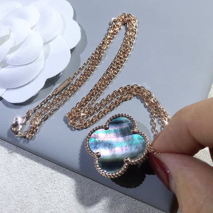 Miro CLOVER 25MM GOLD DARK MOP BIG CLOVER NECKLACE