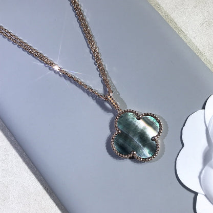 Miro CLOVER 25MM GOLD DARK MOP BIG CLOVER NECKLACE