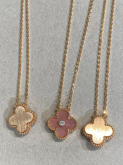 Miro CLOVER 15MM DIAMOND RHODONITE NECKLACE