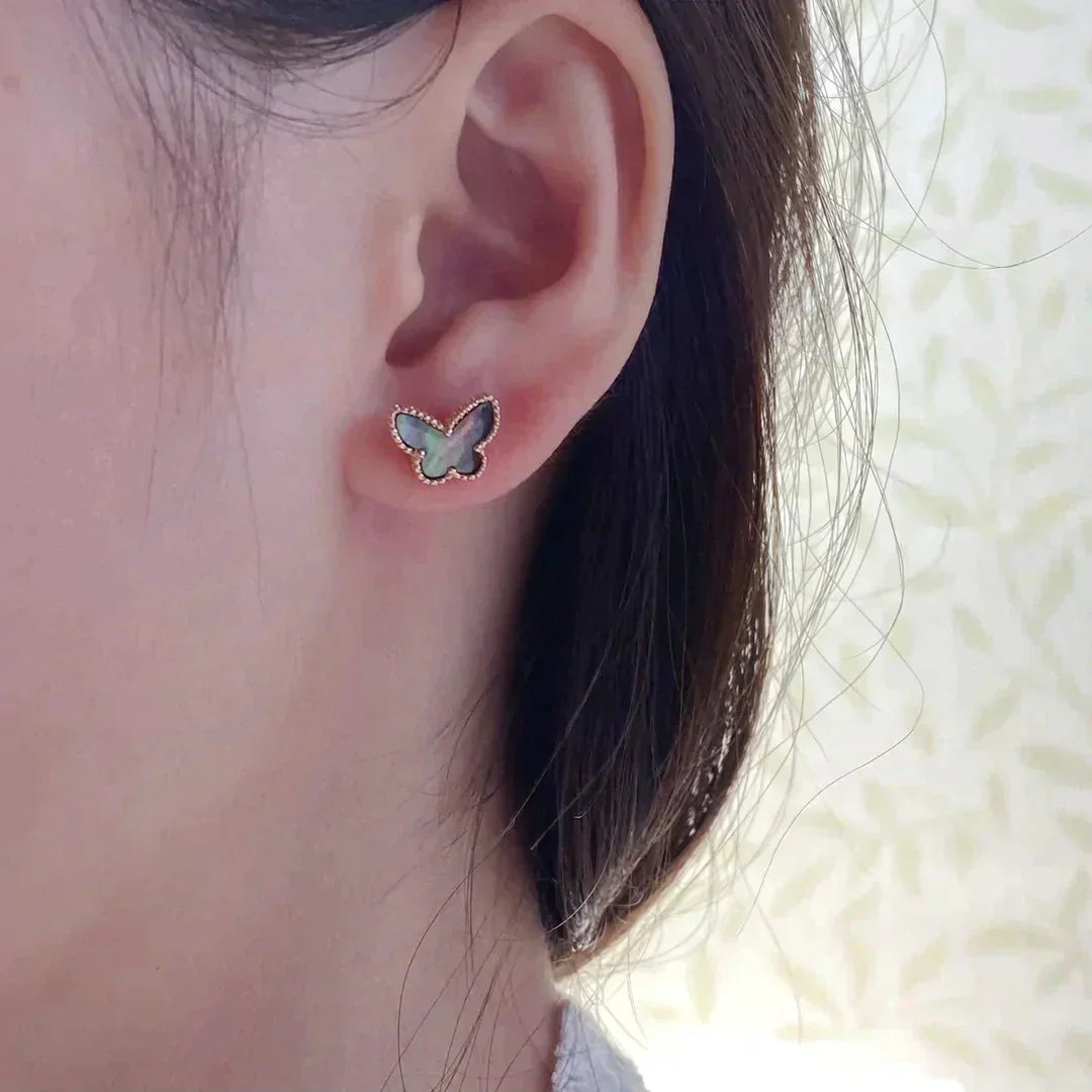 Miro BUTTERFLY DARK MOP  EARRINGS
