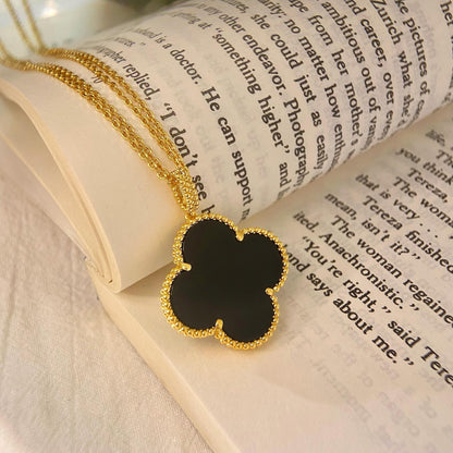 Miro CLOVER 25MM NECKLACE GOLD ONYX