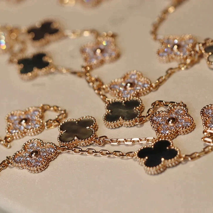Miro CLOVER 20 MOTIFS DARK MOP DIAMOND  NECKLACE