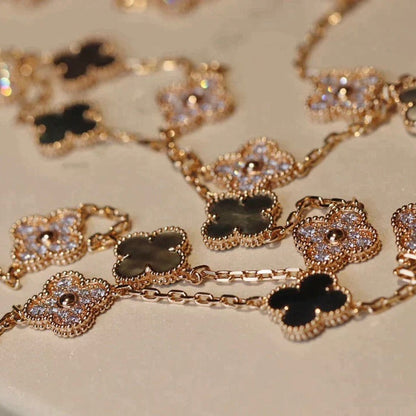 Miro CLOVER 20 MOTIFS DARK MOP DIAMOND  NECKLACE