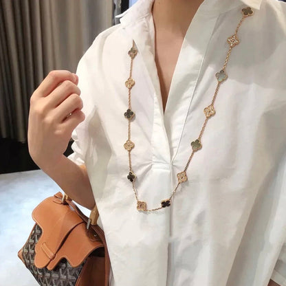 Miro CLOVER 20 MOTIFS DARK MOP DIAMOND  NECKLACE