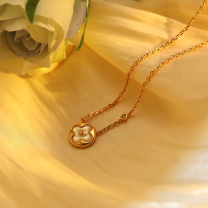 Miro SUN PEDANT PINK GOLD 1 DIAMOND NECKLACE
