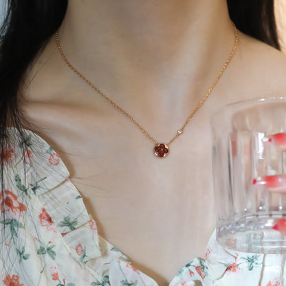 Miro SUN PEDANT PINK GOLD 1 DIAMOND NECKLACE