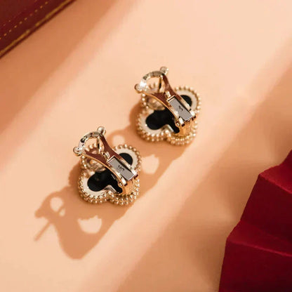 Miro CLOVER MEDIUM 1 MOTIFS  ONYX STUD EARRINGS