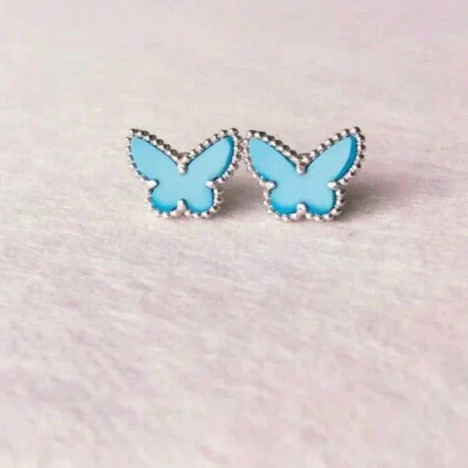 Miro BUTTERFLY TURQUOISE EARRINGS SILVER