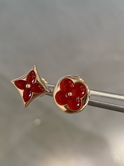 Miro STAR AND SUN PINK GOLD CARNELIAN STUD EARRINGS
