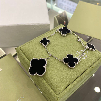 Miro CLOVER 5 MOTIFS SIVLER ONYX BRACELET