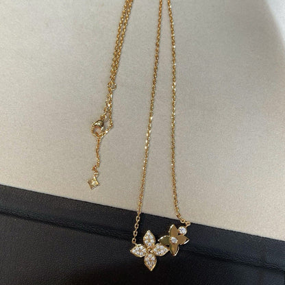 Miro STAR BLOSSOM NECKLACE PINK GOLD DIAMONDS