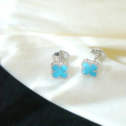 Miro CLOVER MINI 9.5MM ONYX STUD EARRINGS SILVER