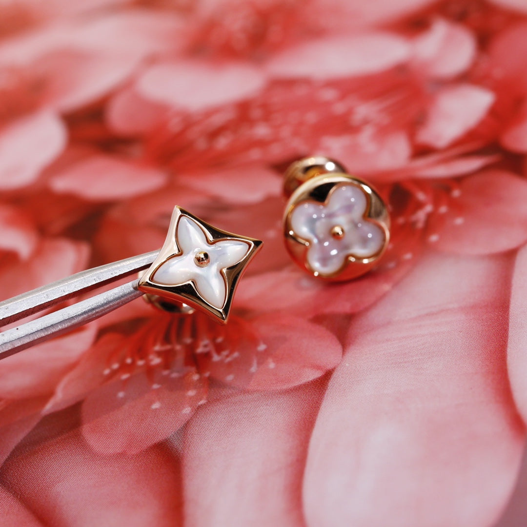 Miro STAR AND SUN PINK GOLD MOP STUD EARRINGS