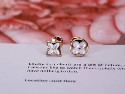 Miro STAR AND SUN PINK GOLD MOP STUD EARRINGS