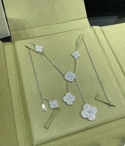 Miro CLOVER 6 MOTIF DIAMOND PAVED NECKLACE