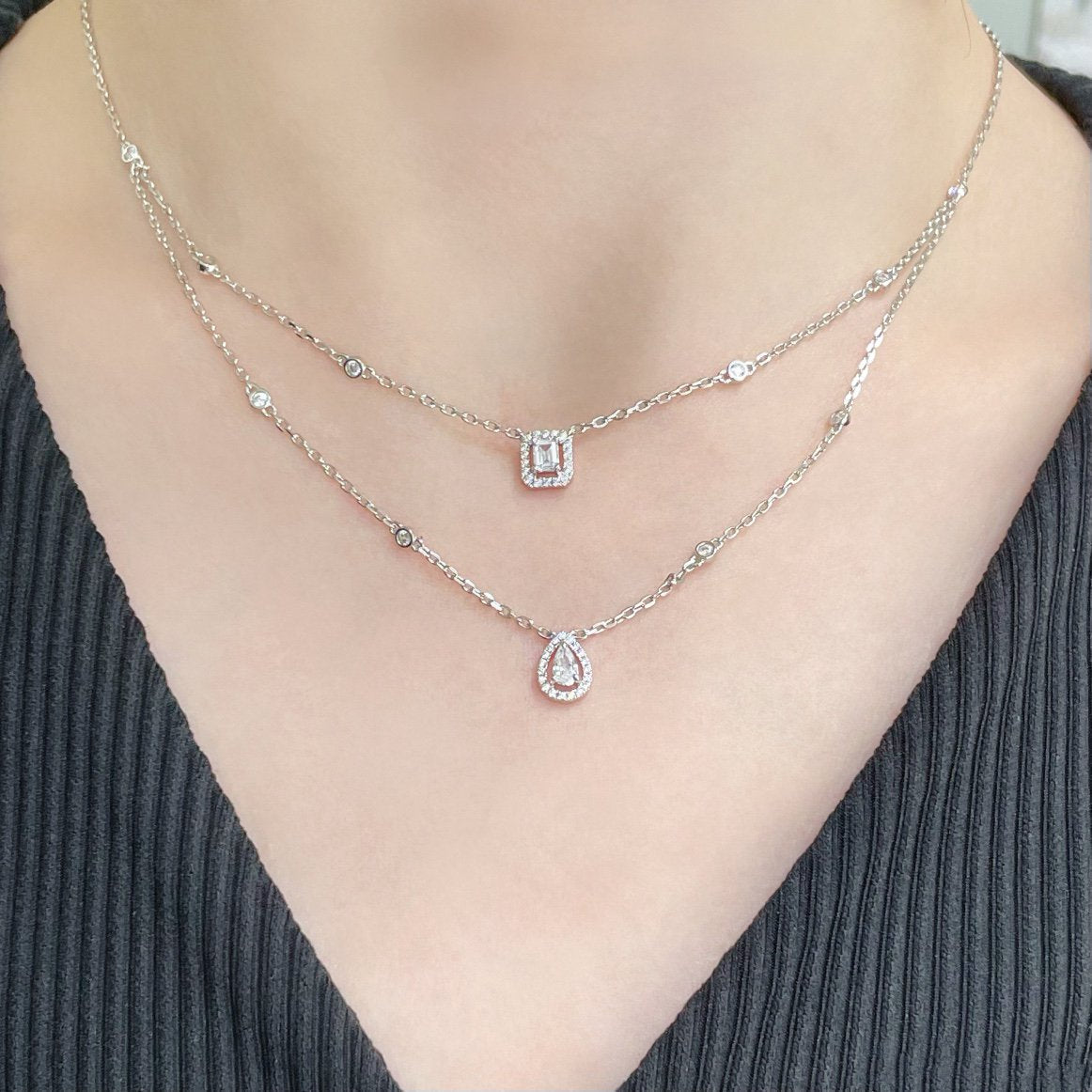[Miro ]MY TWIN 2 ROW DIAMOND NECKLACE
