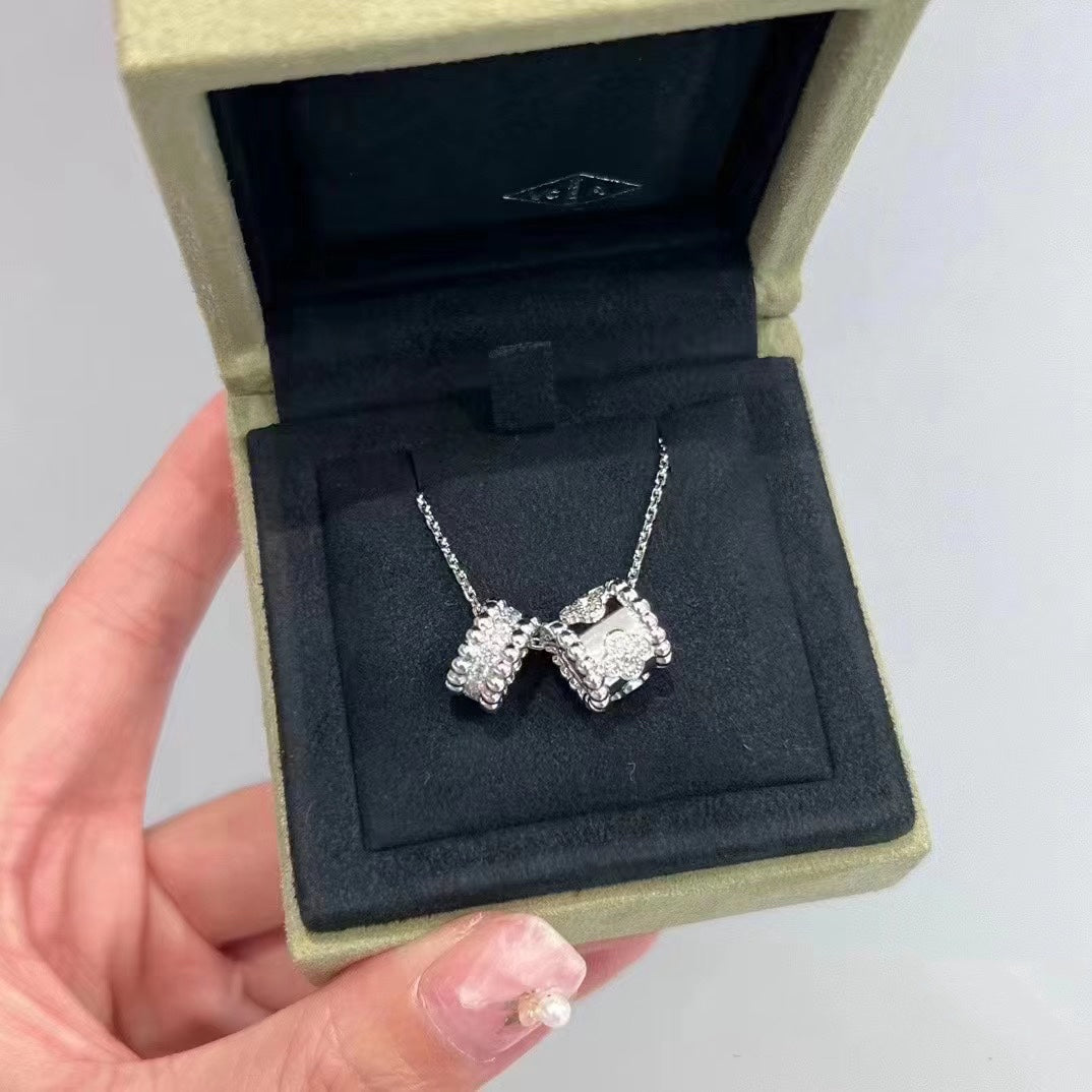Miro PERLEE DOUBLE PENDANT SILVER DIAMOND NECKLACE