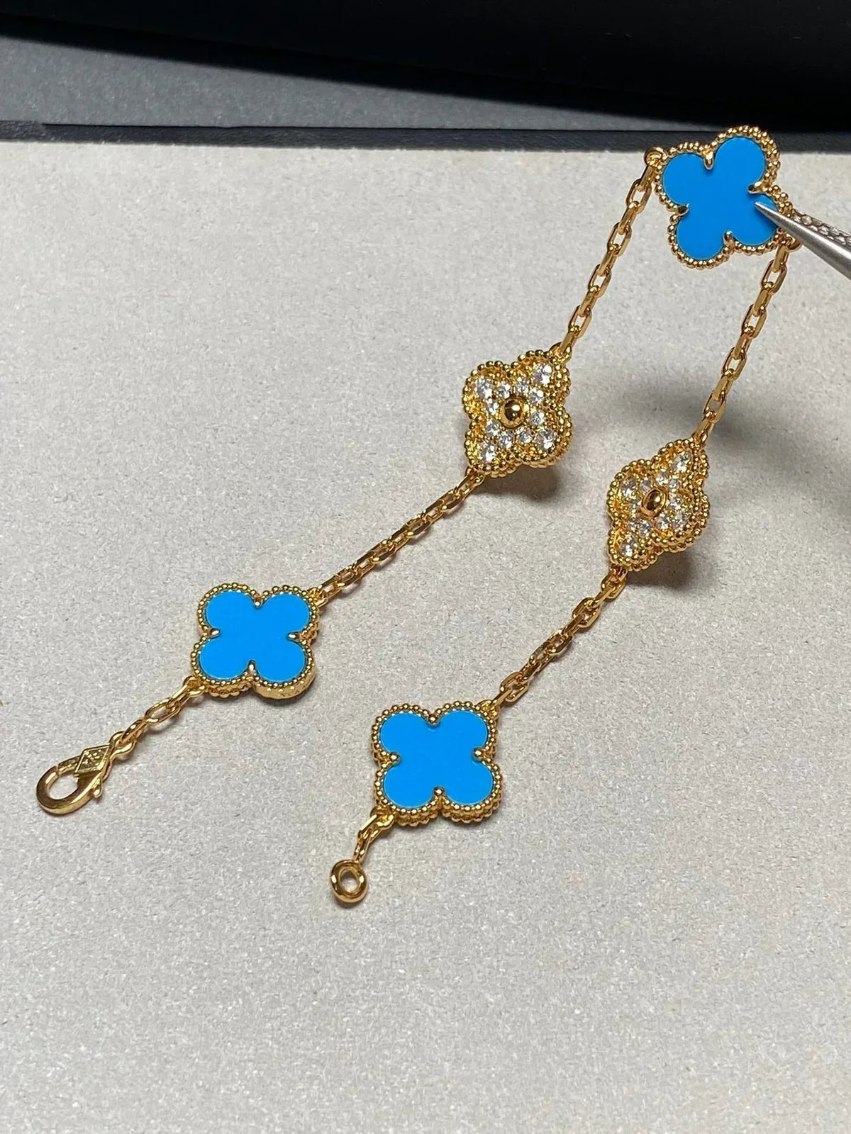 [Miro ]New CLOVER 5 MOTIF BLUE AGATE BRACELET COLLECTION