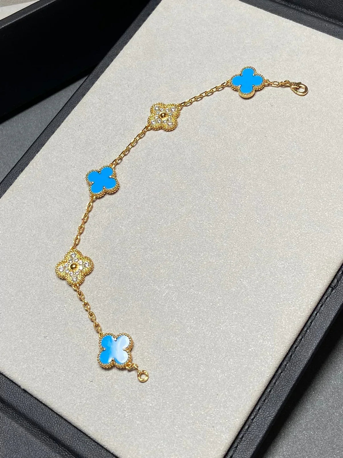 [Miro ]New CLOVER 5 MOTIF BLUE AGATE BRACELET COLLECTION