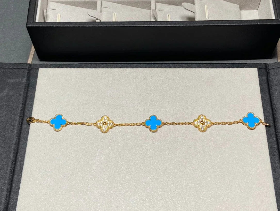 [Miro ]New CLOVER 5 MOTIF BLUE AGATE BRACELET COLLECTION