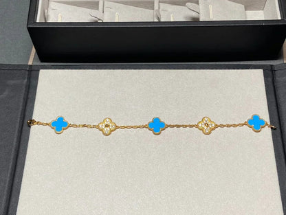 [Miro ]New CLOVER 5 MOTIF BLUE AGATE BRACELET COLLECTION