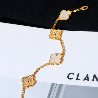 [Miro ]New CLOVER WHITE PEARL MOP 5 MOTIF BRACELET COLLECTION