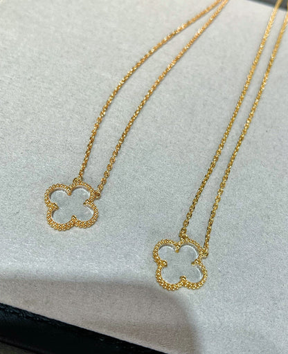 Miro クローバー ロッククリスタル ローズゴールドネックレス