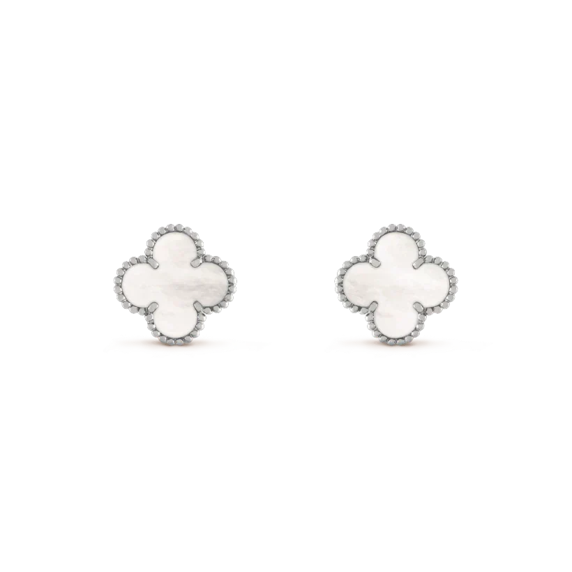 Miro CLOVER MEDIUM 1 MOTIFS  WHITE MOP EARRINGS SILVER