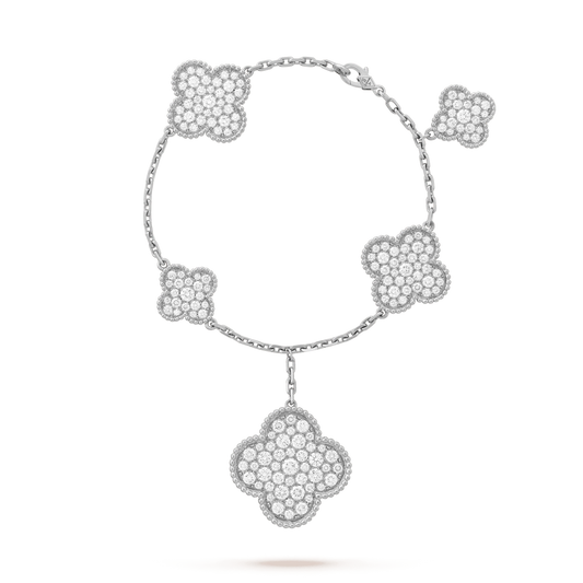Miro CLOVER 6 MOTIFS SILVER DIAMOND BRACELET