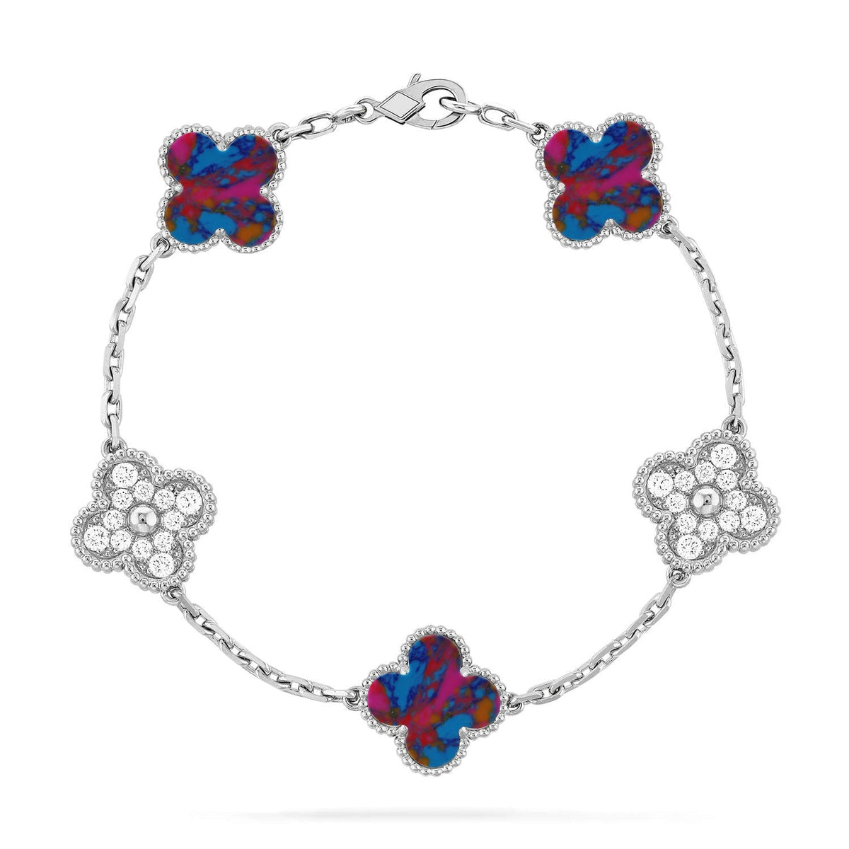 [Miro ]New CLOVER 5 MOTIF COLOR GEMSTONES BRACELET COLLECTION