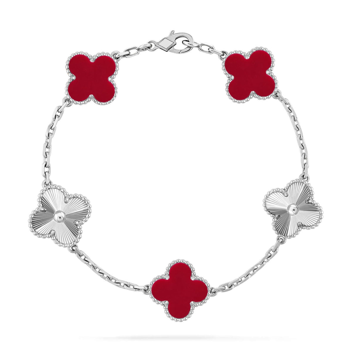 [Miro ]New  CLOVER 5 MOTIF RED CORNELIAN BRACELET COLLECTION