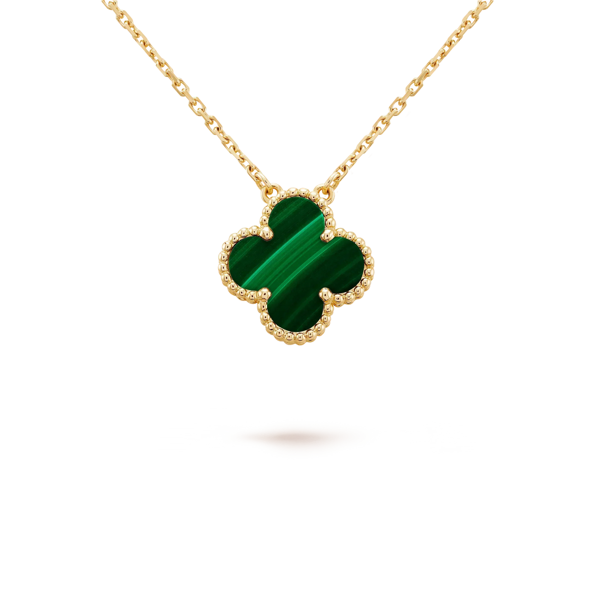 Miro CLOVER 15MM MALACHITE SINGLE FLOWER  NECKLACE