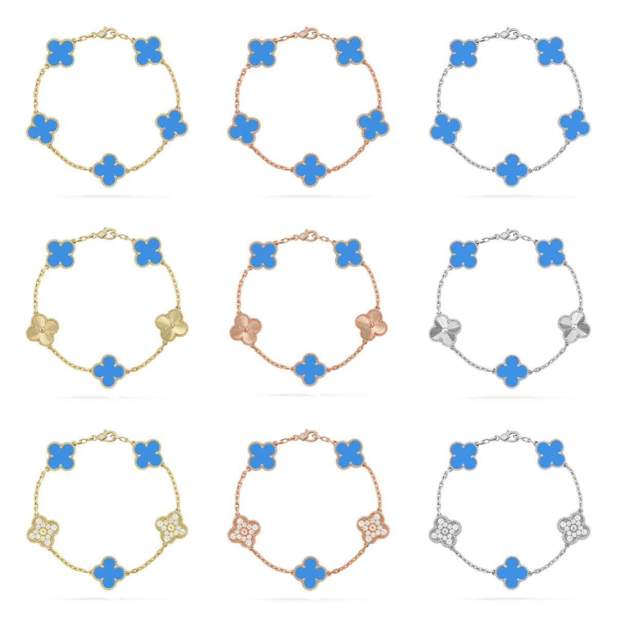 [Miro ]New CLOVER 5 MOTIF BLUE AGATE BRACELET COLLECTION