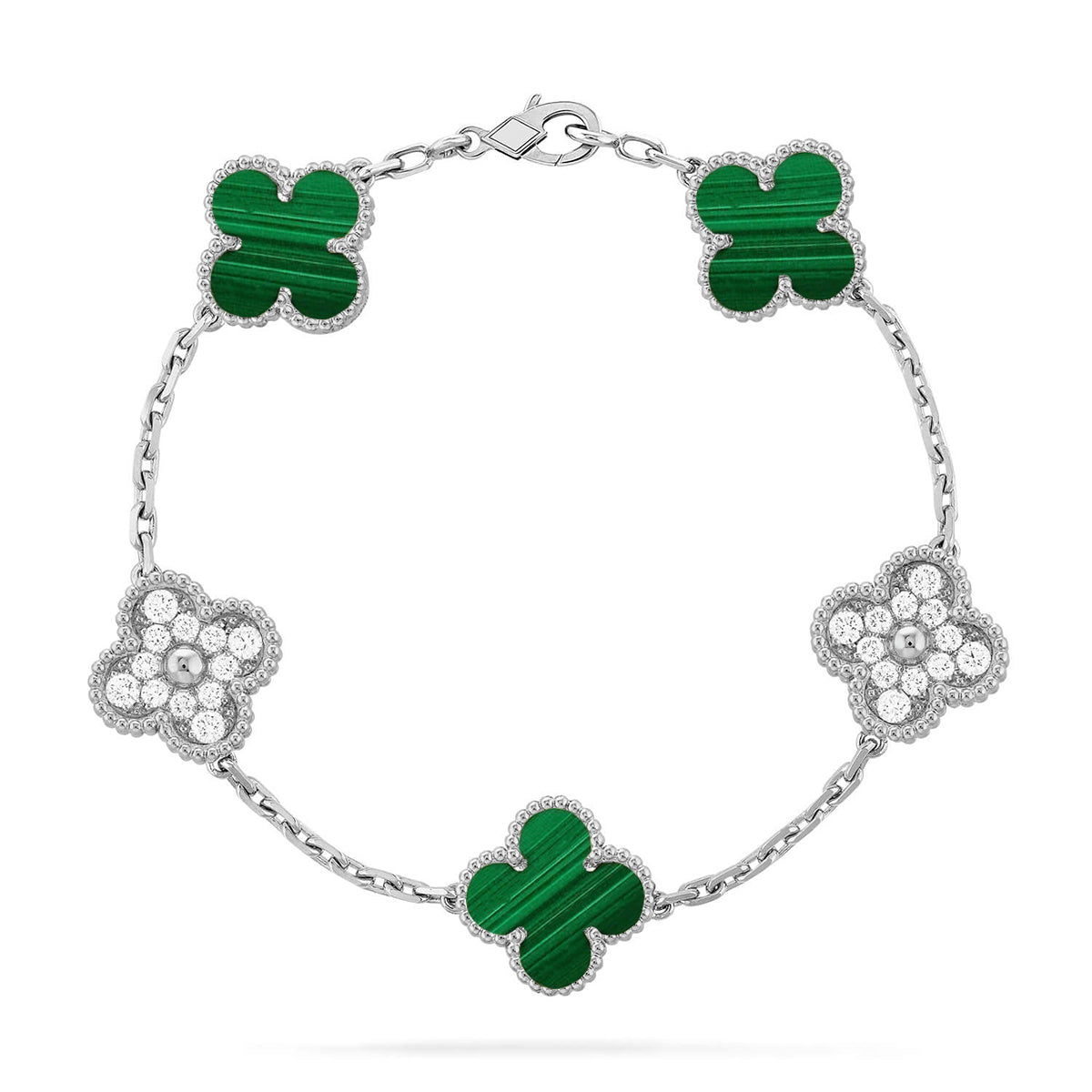 [Miro ]New  CLOVER 5 MOTIF MALACHITE BRACELET COLLECTION
