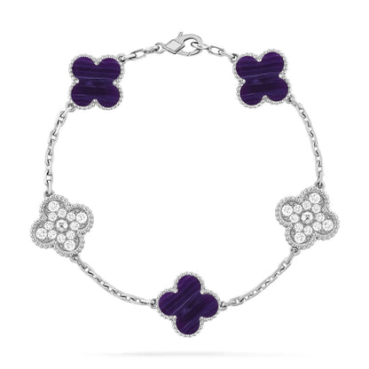 [Miro ]New CLOVER 5 MOTIF PURPLE STRIPES BRACELET COLLECTION
